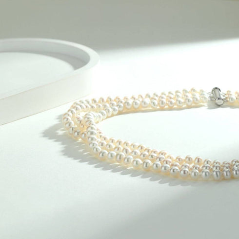 5-6mm Triple Strand Freshwater Pearls Necklace Bracelet Set(Purchase Individually) - House Of Pearls